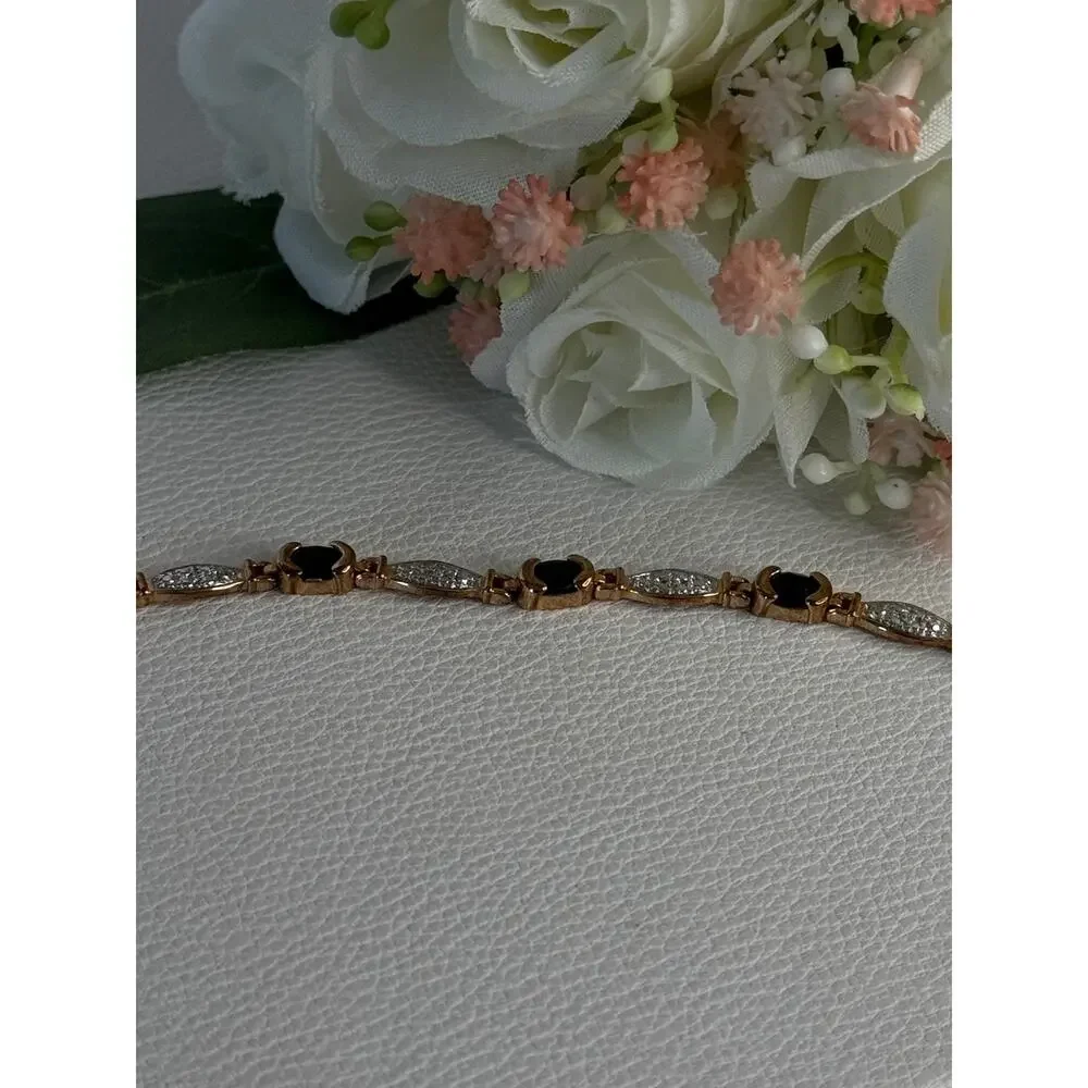 925 Sterling Silver Gold Plated Sapphire Bracelet Length 7.5 Inch